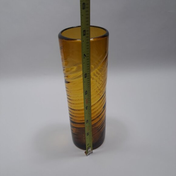 Mexican Hand Blown Amber Swirl Glass Tumbler Vintage Rustic Design Rare - Picture 9 of 10